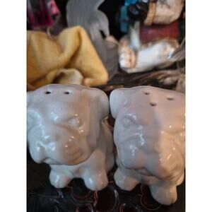 Vintage white Ceramic bulldogs